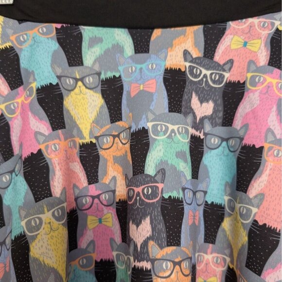 Fervour Cat Skater Skirt Womens Size Small Black Stretch Short Pull On A Line - Picture 3 of 11